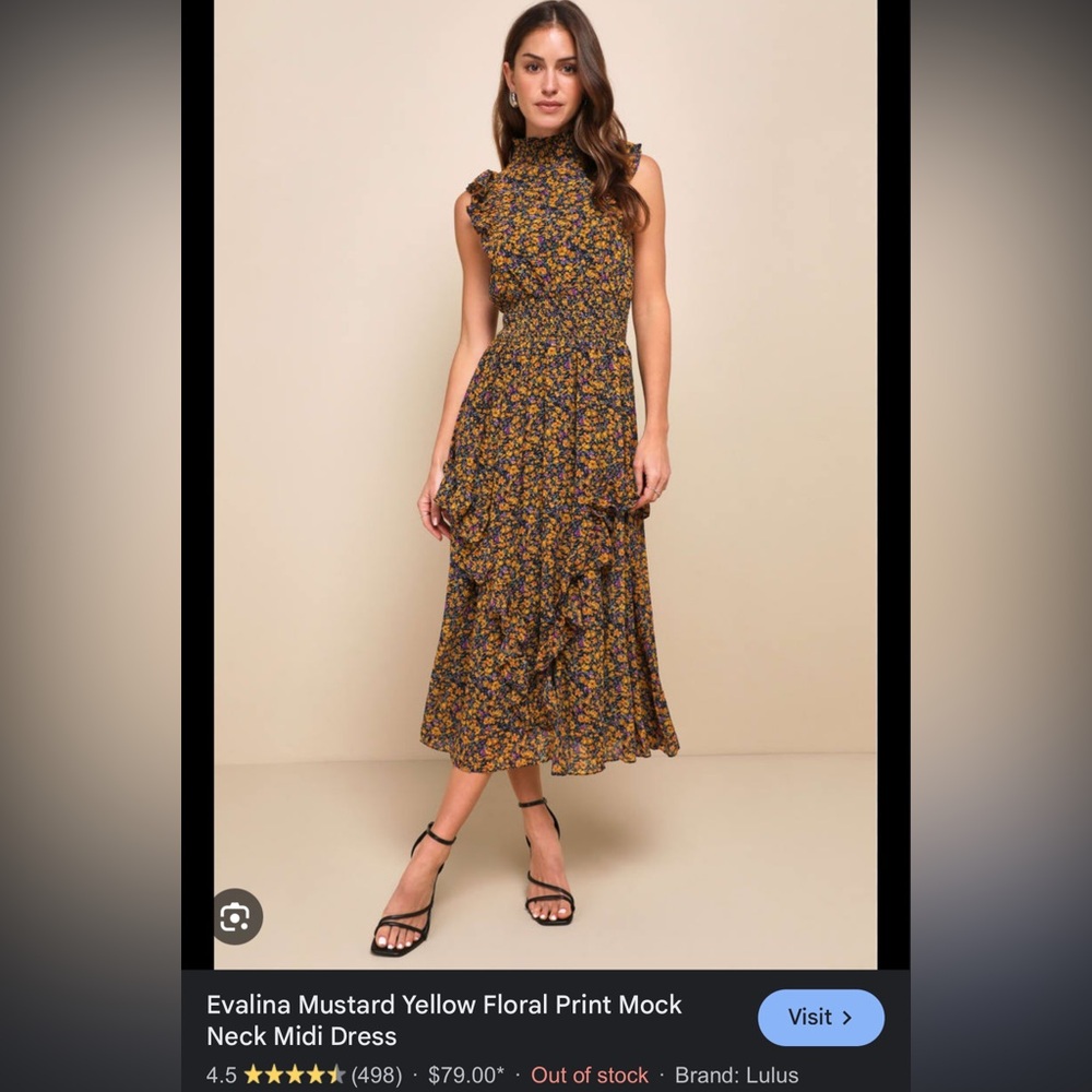 Lulus fall midi dress small Evalina mustard yellow